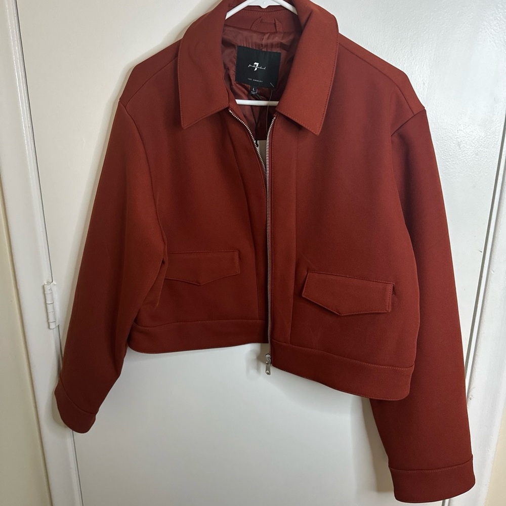 7 For All Mankind Women's Rust Bomber Jacket